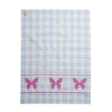 Blue Checked Cotton Tea Towel & Pink Butterfly Print Rice DK